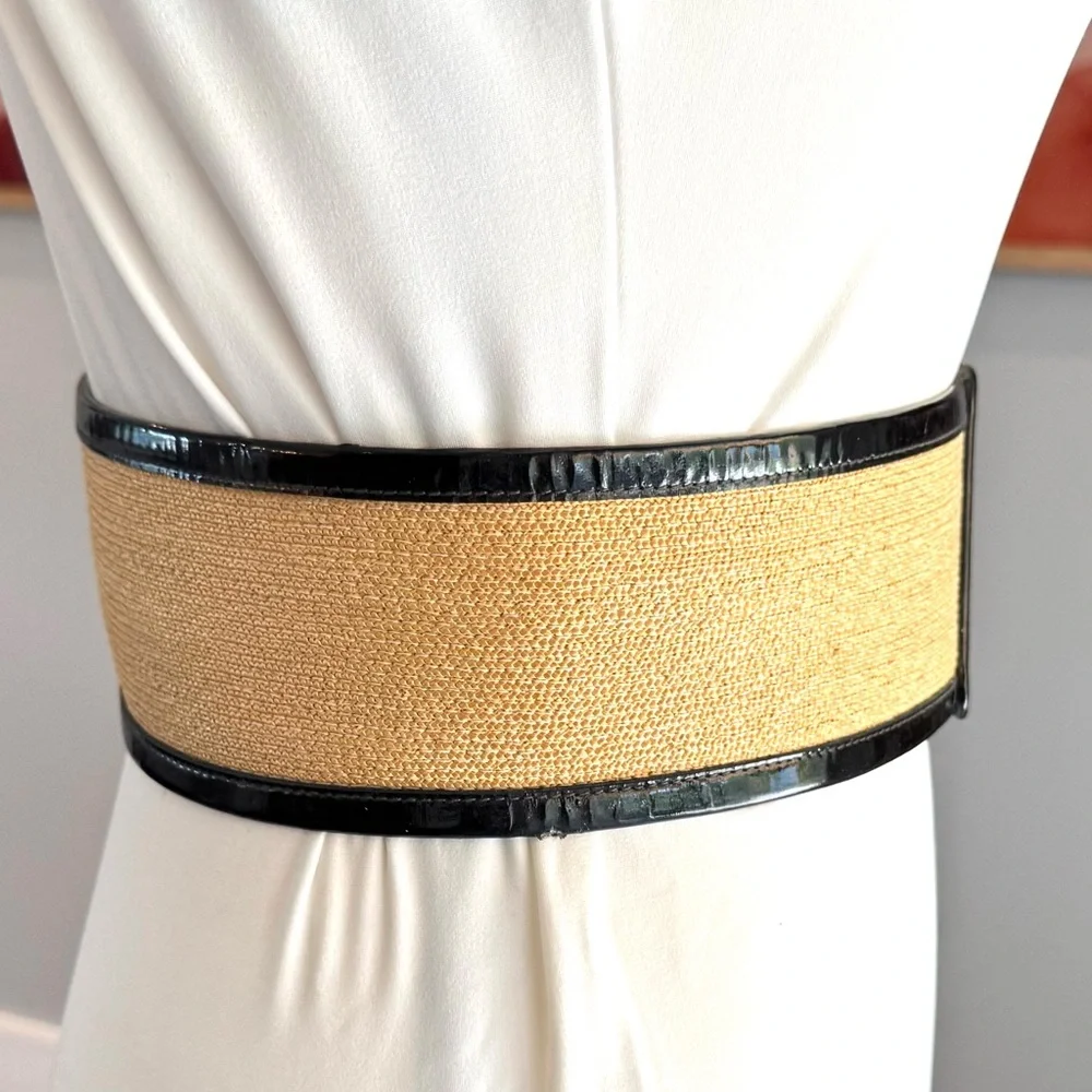 Vintage Anne Klein Black and Tan Wide Belt